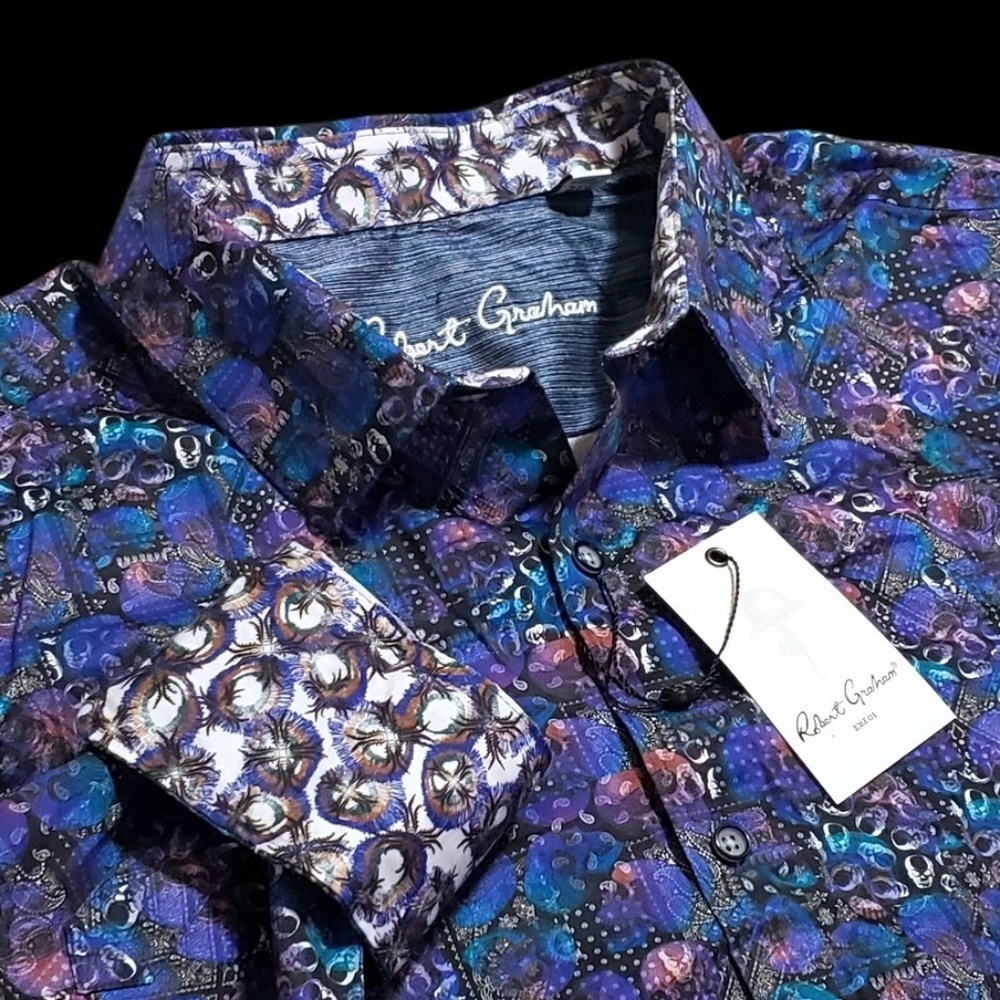 NEW Robert Graham Colorful Bold Moltif Patchwork 2XL Classic Sport Shirt $228